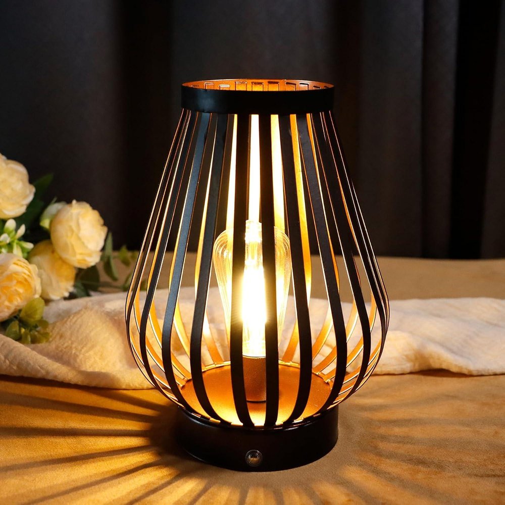 9" Brown Novelty USB Desk Lamp With Cage Shade