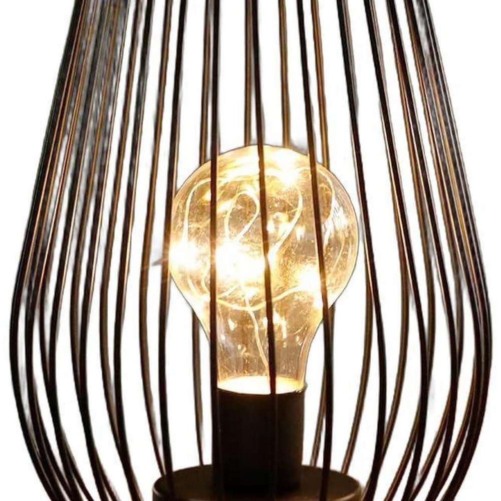 Set of Two 7" Black Metal Pierced Lantern Desk Lamps With Novelty Shades