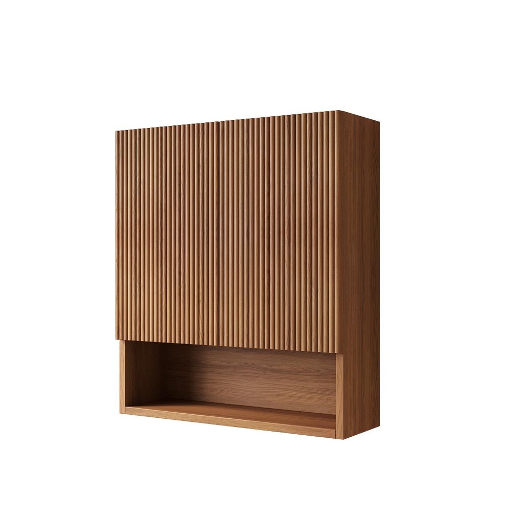 26" Brown Wood Floating Double Door Bathroom Vanity