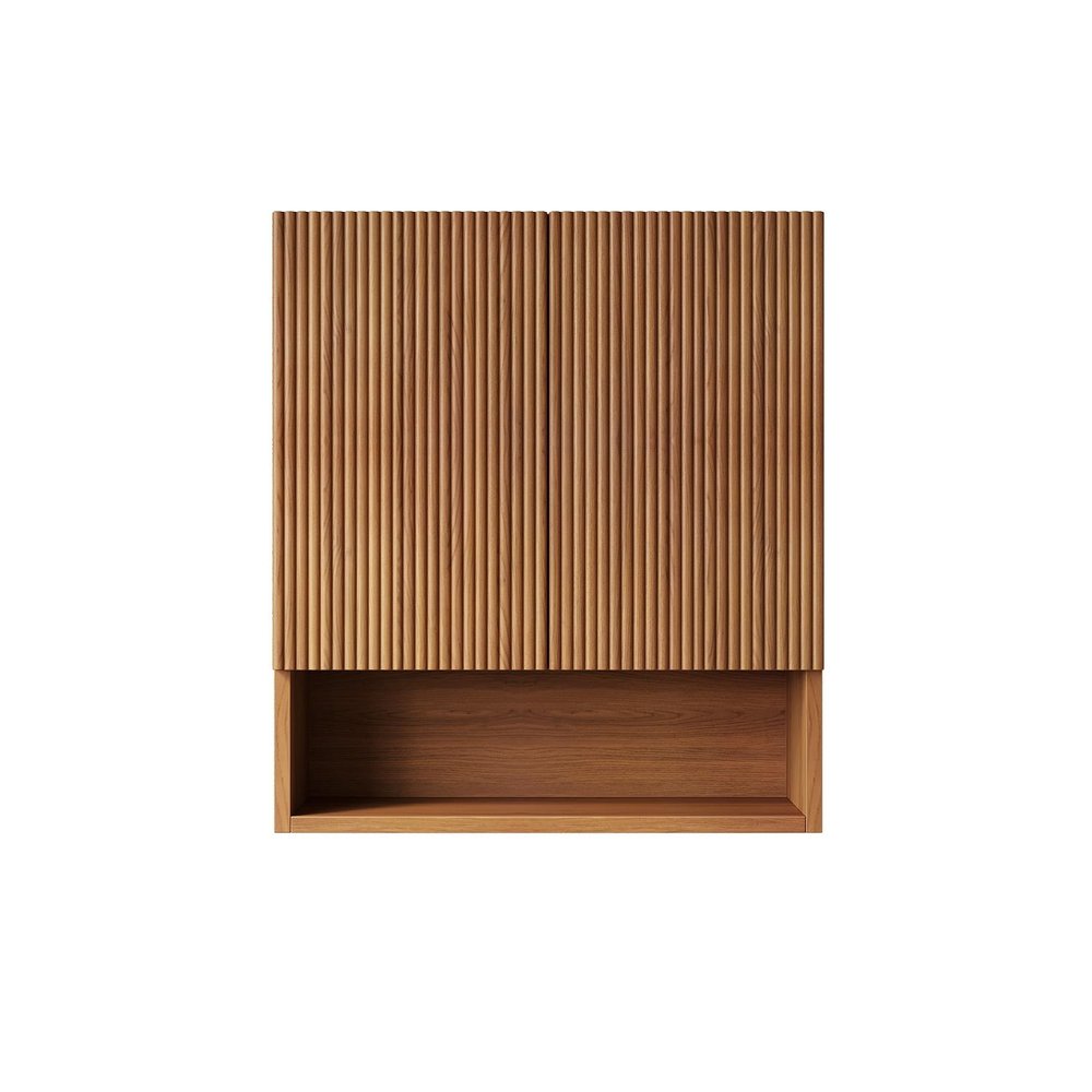 26" Brown Wood Floating Double Door Bathroom Vanity
