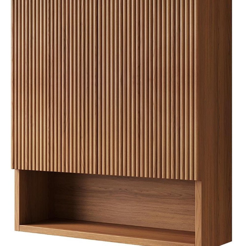 26" Brown Wood Floating Double Door Bathroom Vanity