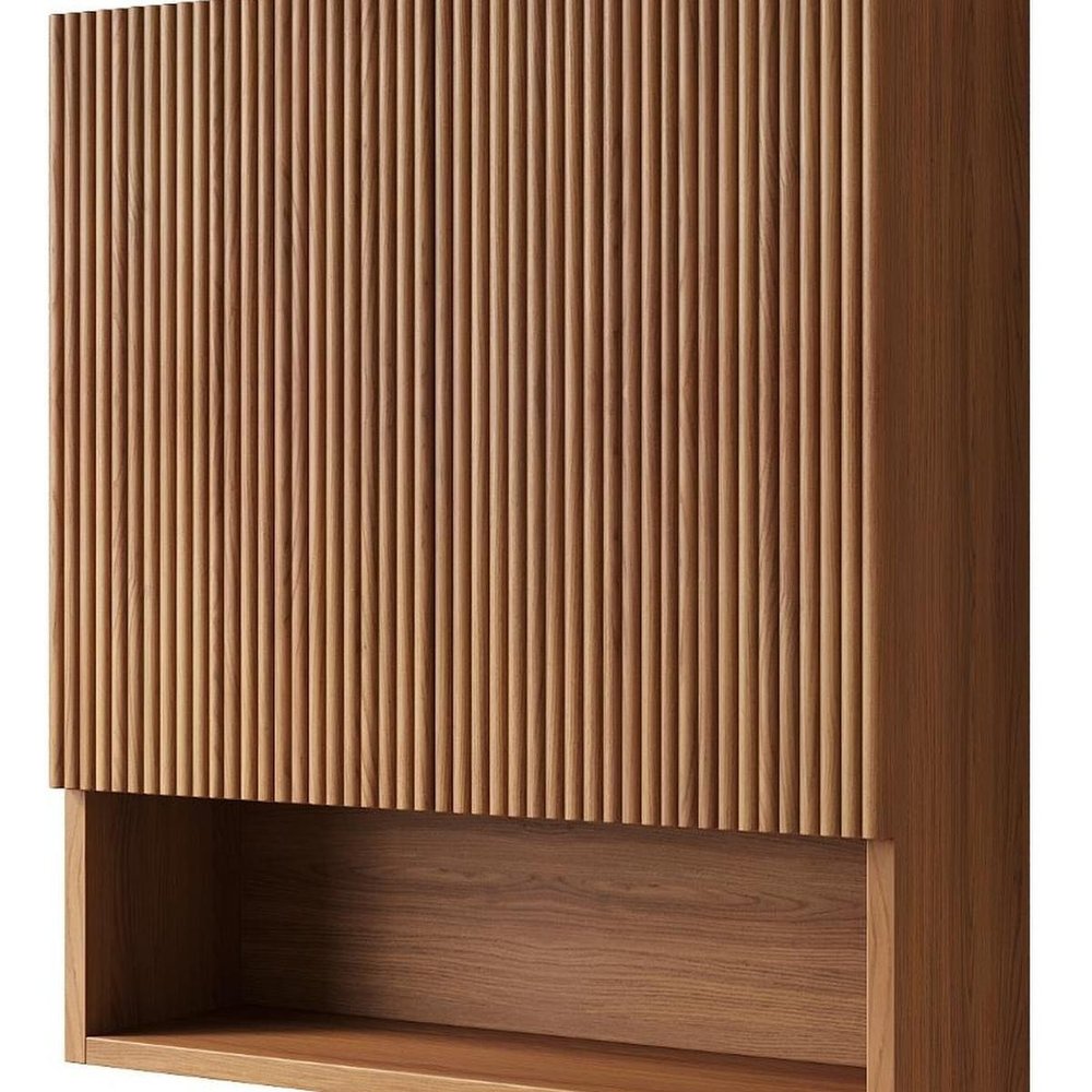 26" Brown Wood Floating Double Door Bathroom Vanity