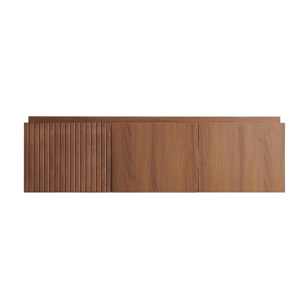 47" Brown Wood Floating Double Door Bathroom Vanity
