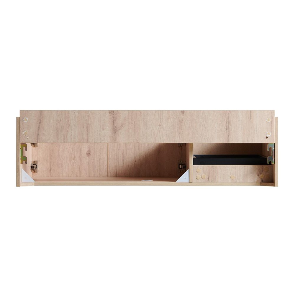 47" Brown Wood Floating Double Door Bathroom Vanity