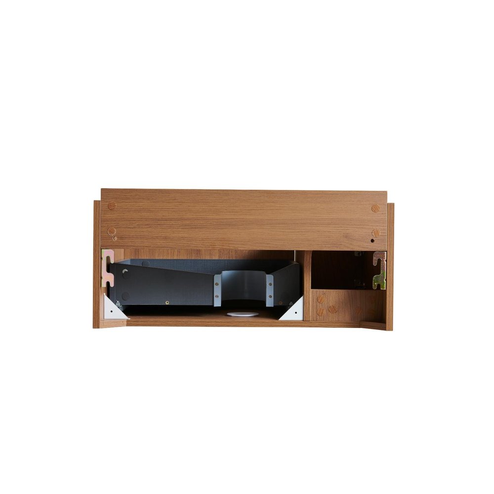 30" Brown Wood Floating Single Door Bathroom Vanity