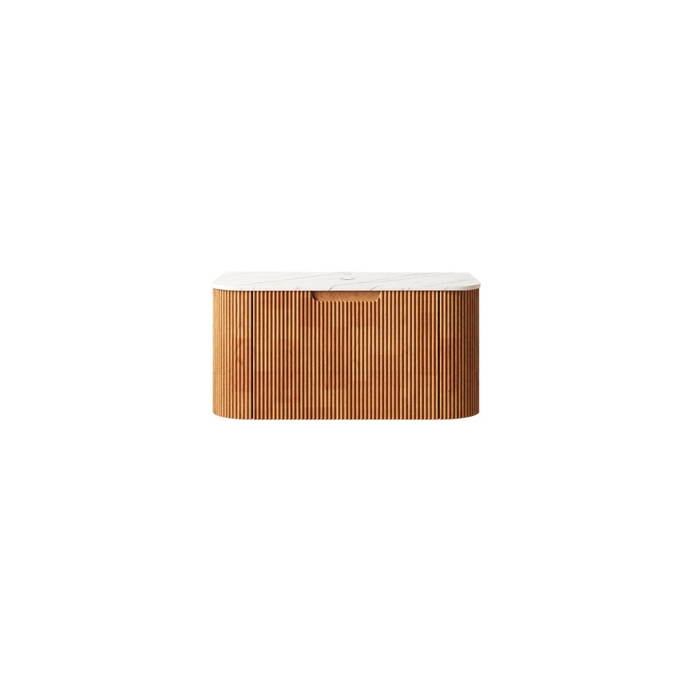 30" Brown Wood Floating Bathroom Vanity