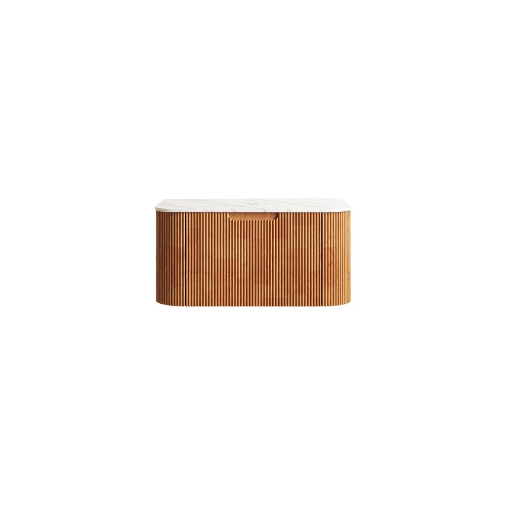 30" Brown Wood Floating Bathroom Vanity