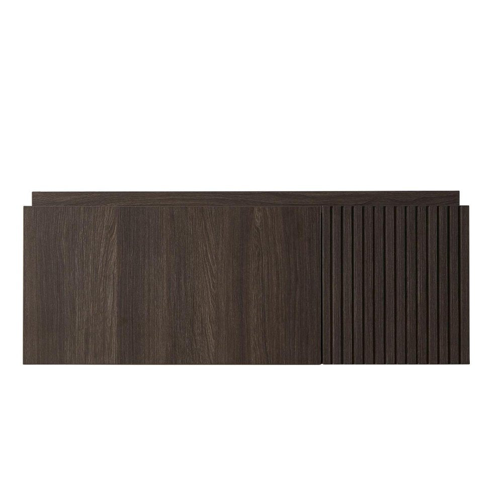 35" Brown Wood Floating Single Door Bathroom Vanity