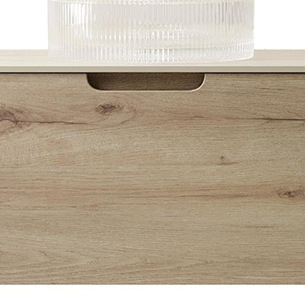 30" Brown Wood Floating Bathroom Vanity With White Sink