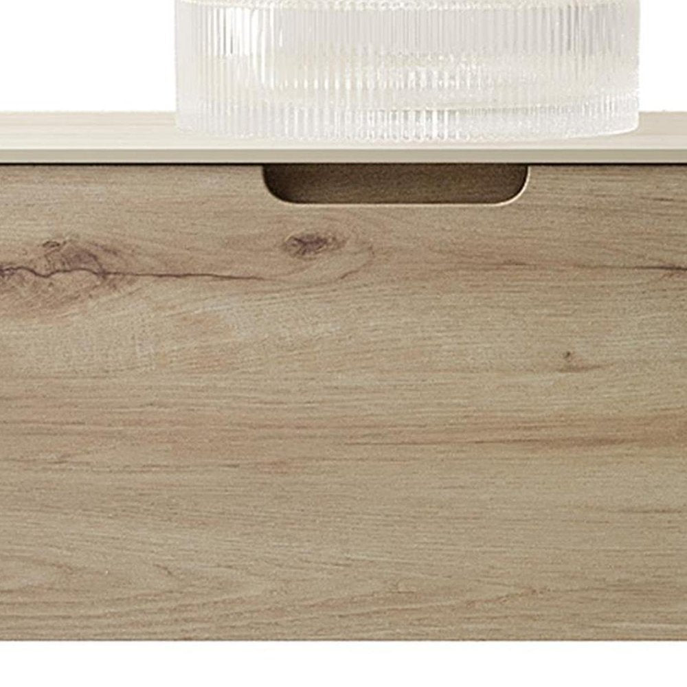 30" Brown Wood Floating Bathroom Vanity With White Sink