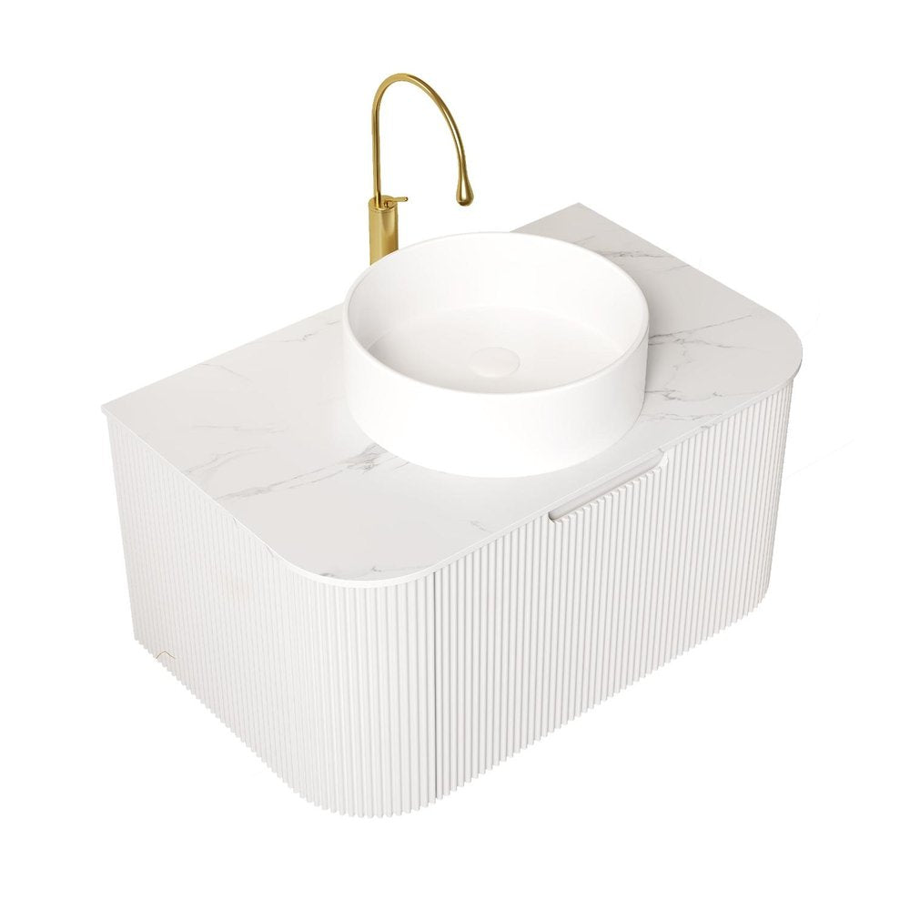 36" White Wood Floating Bathroom Vanity With Sink