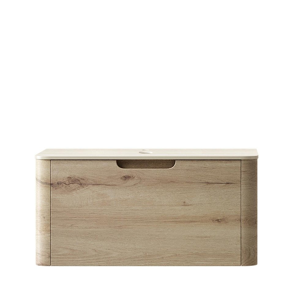 30" Brown Wood Floating Bathroom Vanity