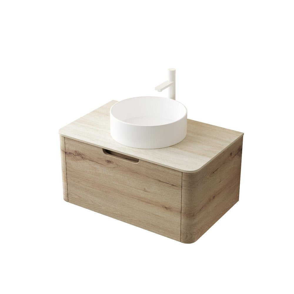 30" Brown Wood Floating Bathroom Vanity