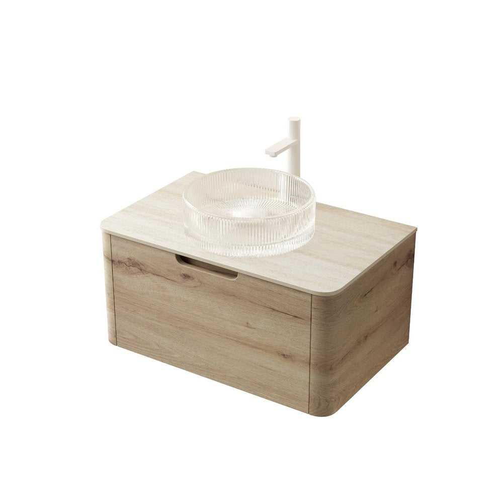 30" Brown Wood Floating Bathroom Vanity