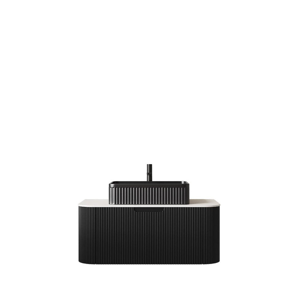 36" Black Wood Floating Bathroom Vanity With Sink