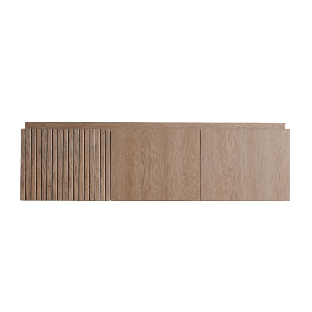 47" Brown Wood Floating Double Door Bathroom Vanity