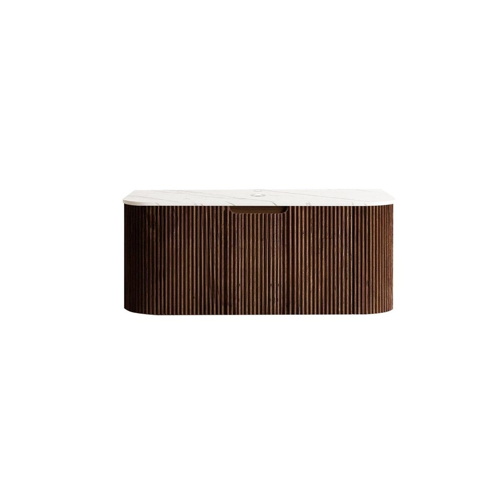 36" Brown Wood Floating Bathroom Vanity