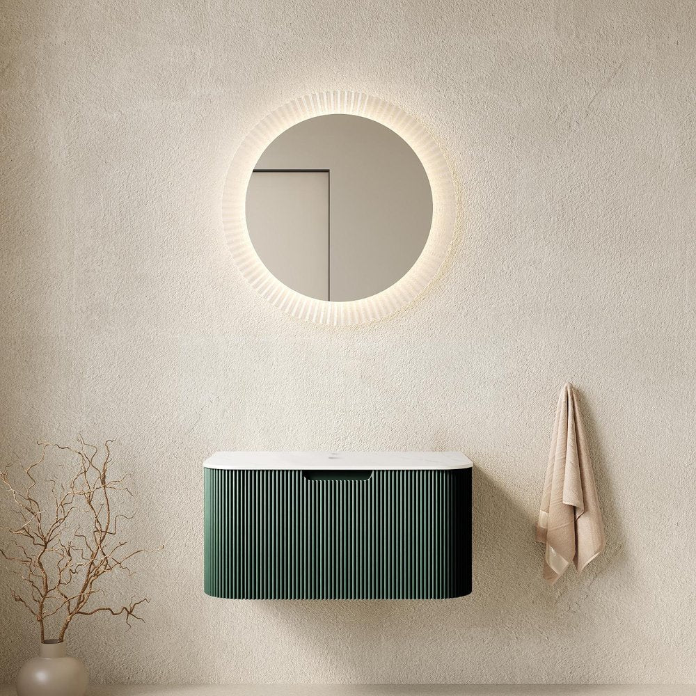 30" Green Wood Floating Bathroom Vanity