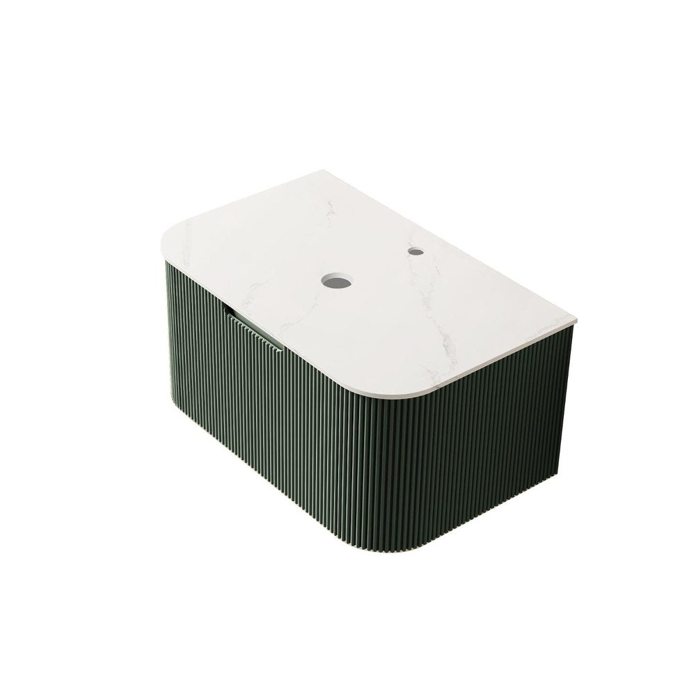 30" Green Wood Floating Bathroom Vanity