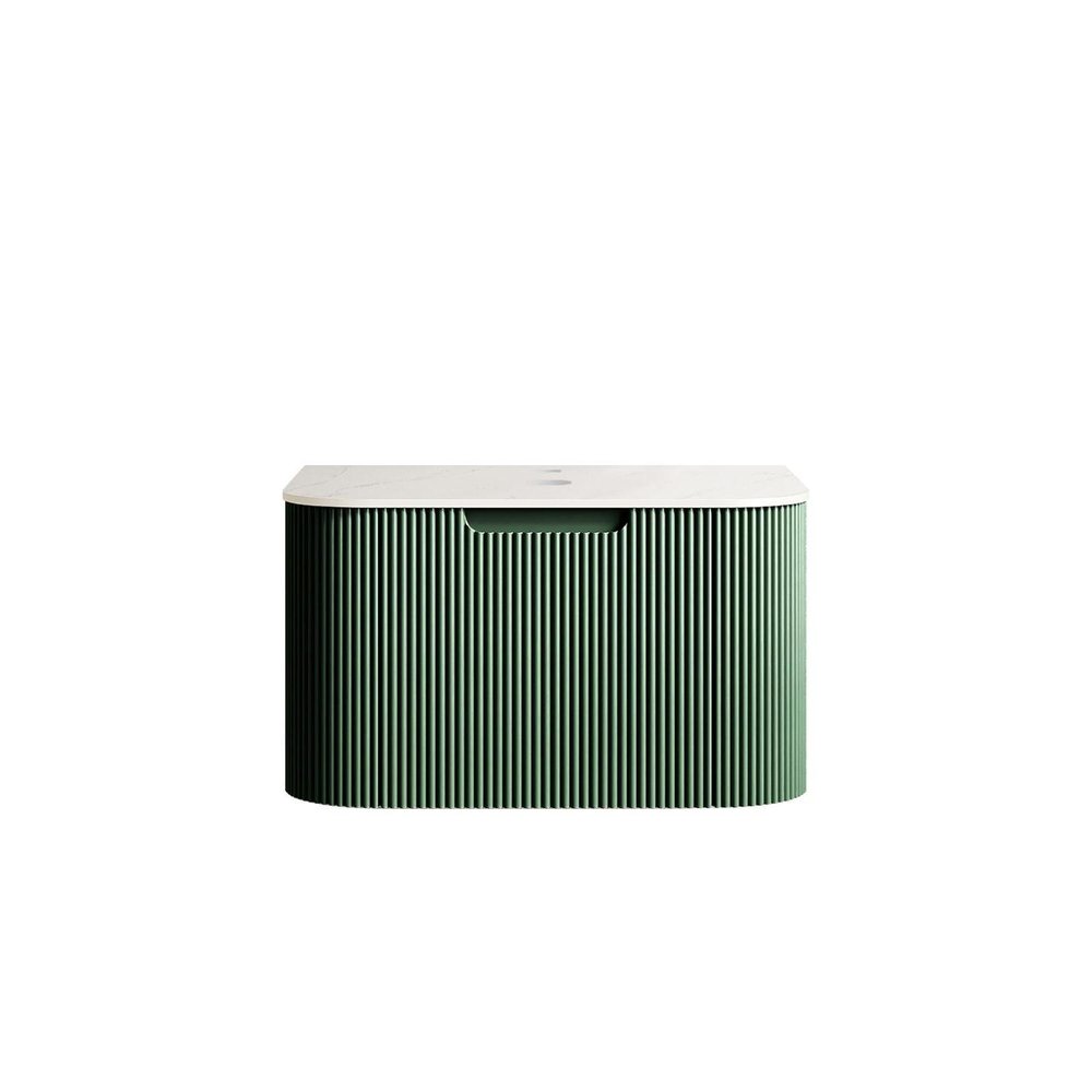 24" Green Wood Floating Bathroom Vanity