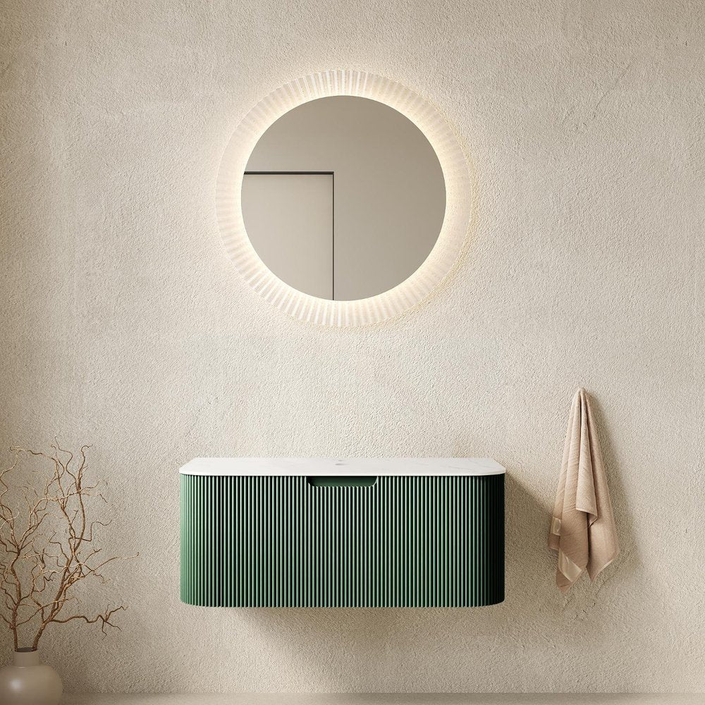 36" Green Wood Floating Bathroom Vanity