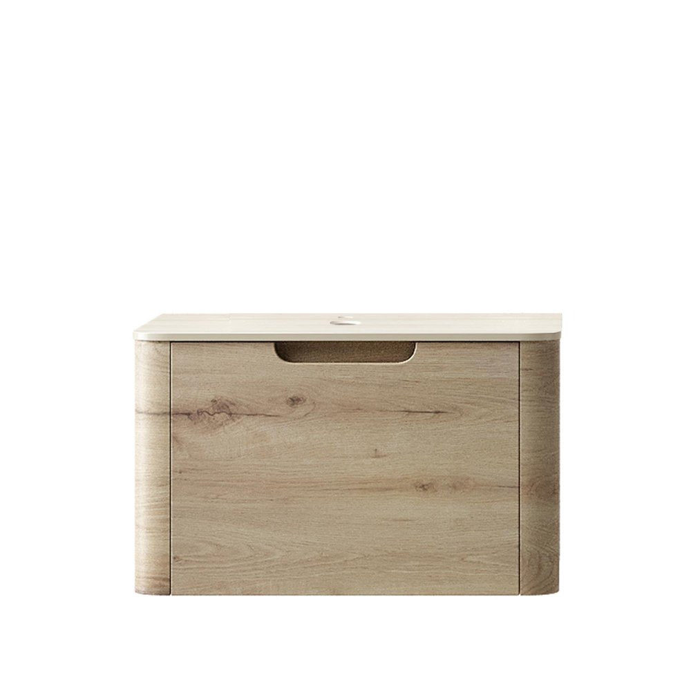24" Brown Wood Floating Bathroom Vanity