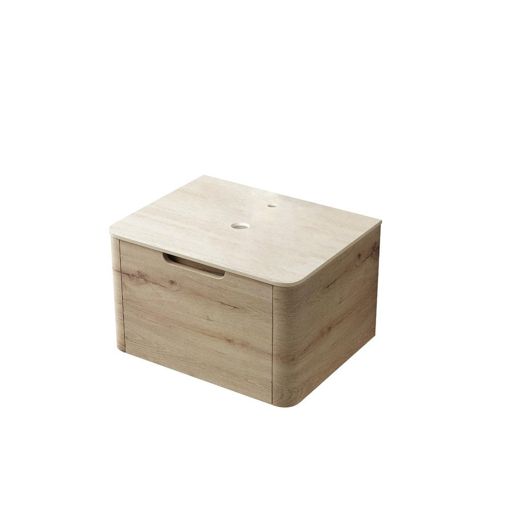 24" Brown Wood Floating Bathroom Vanity