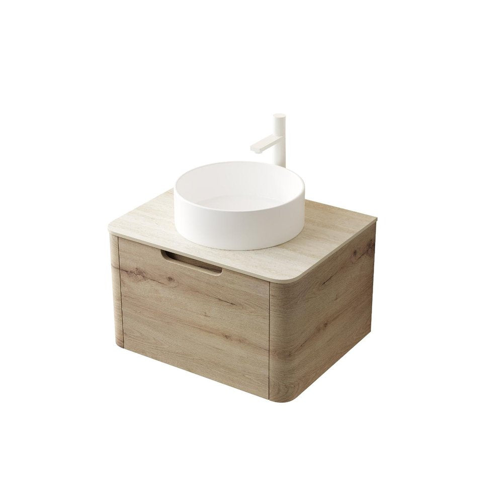 24" Brown Wood Floating Bathroom Vanity
