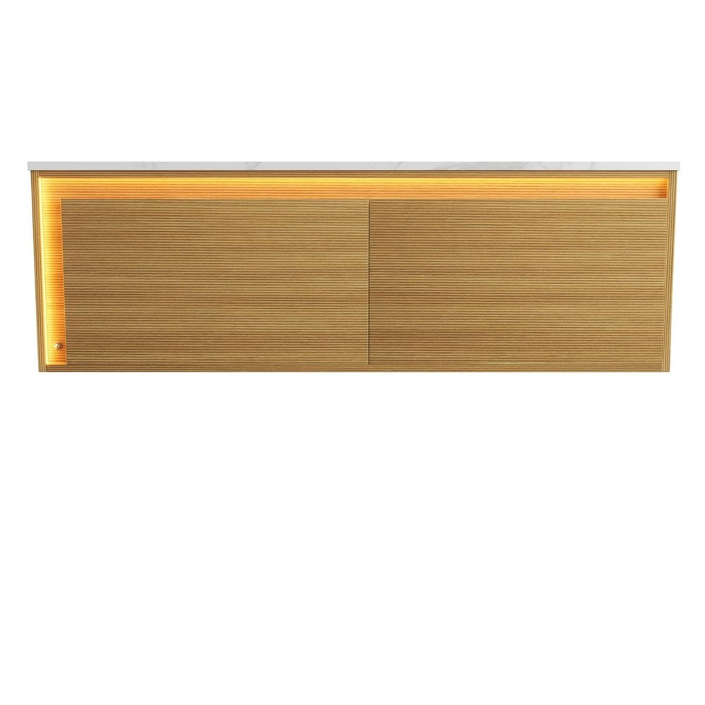48" Brown Wood Floating Bathroom Vanity And Two Drawers