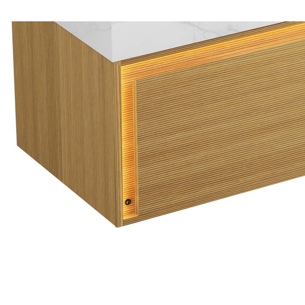 35" Brown Wood Floating Bathroom Vanity