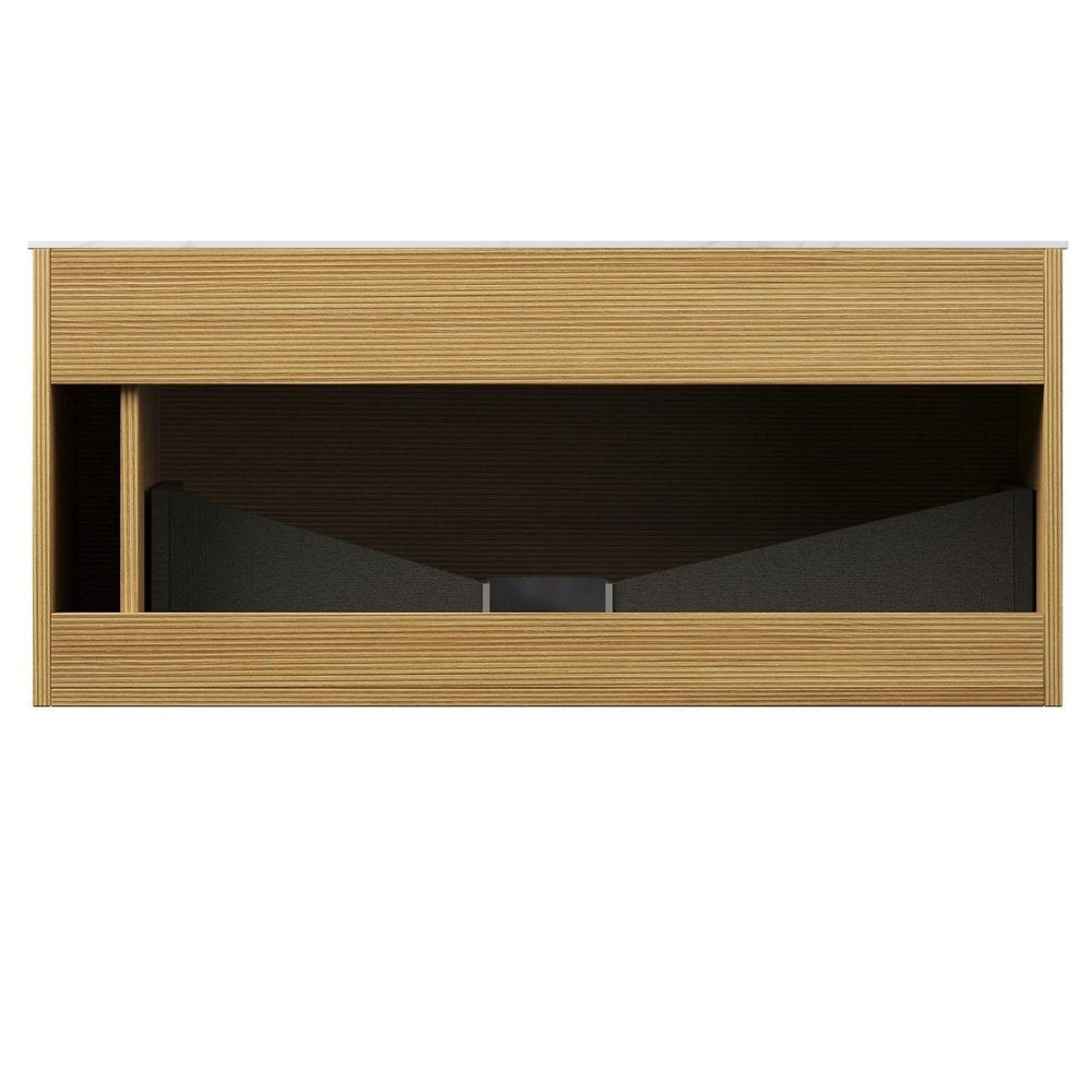 35" Brown Wood Floating Bathroom Vanity