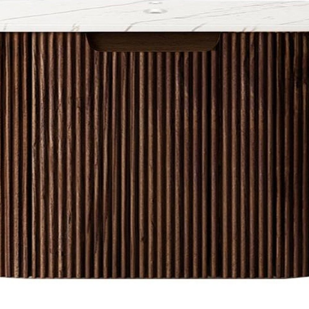 24" Brown Wood Floating Bathroom Vanity
