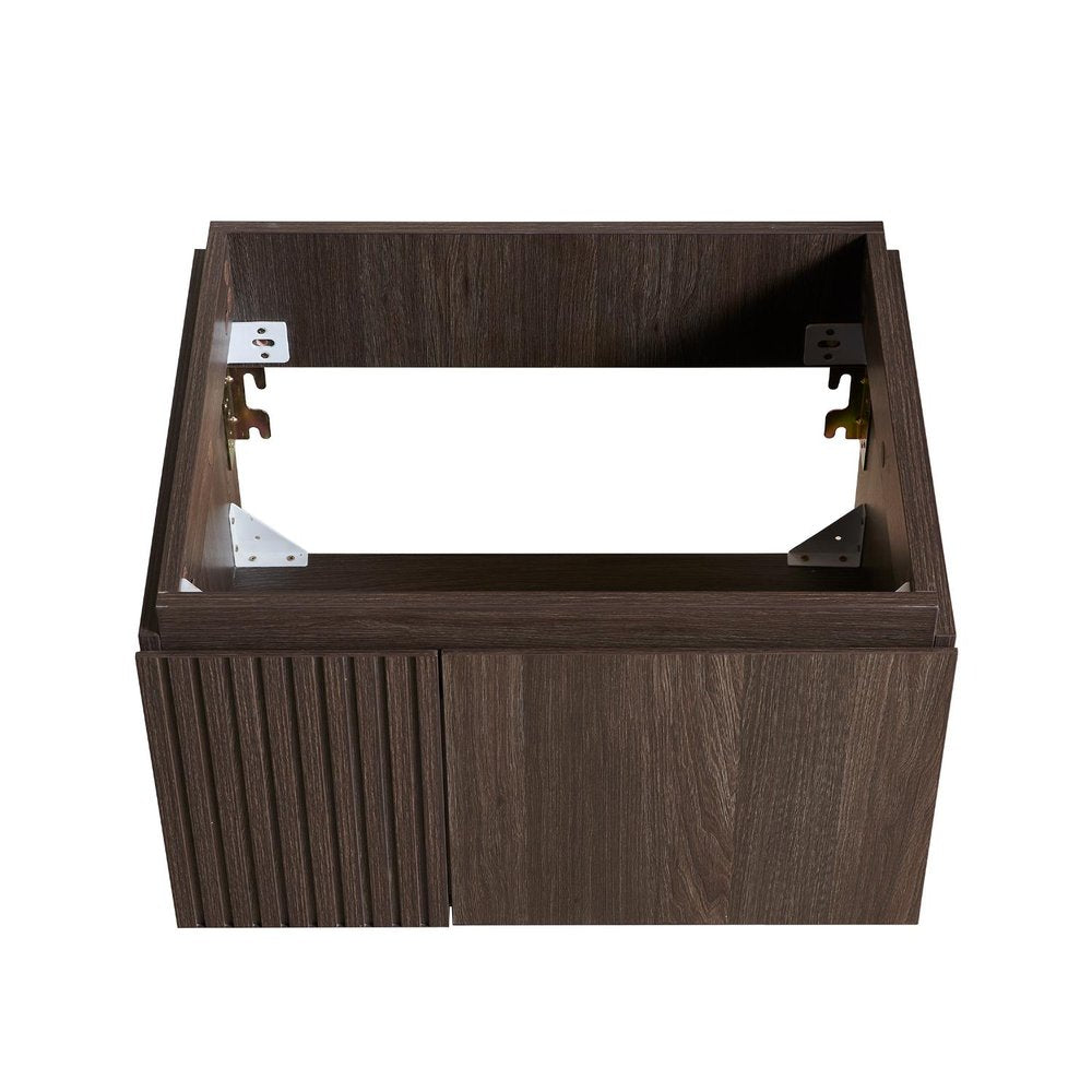 24" Brown Wood Floating Double Door Bathroom Vanity
