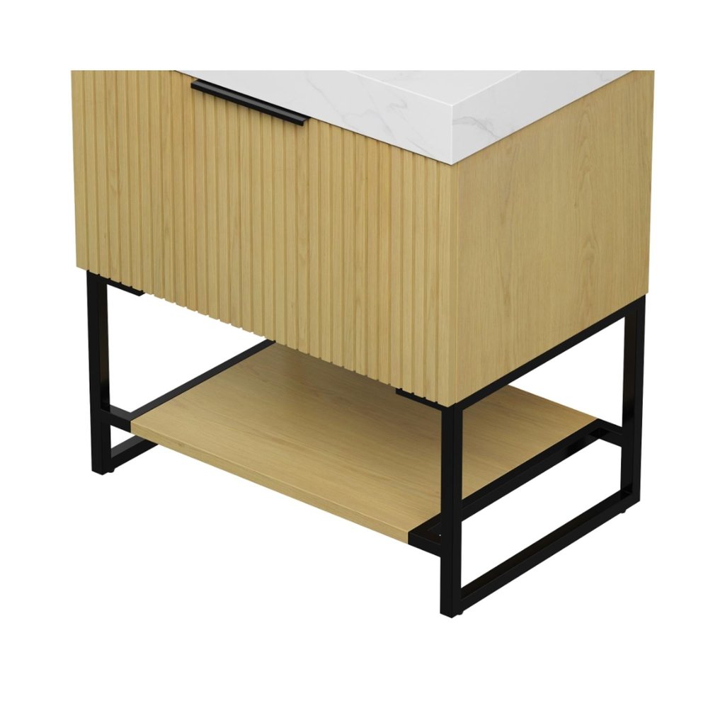 30" Brown Wood Freestanding Bathroom Vanity