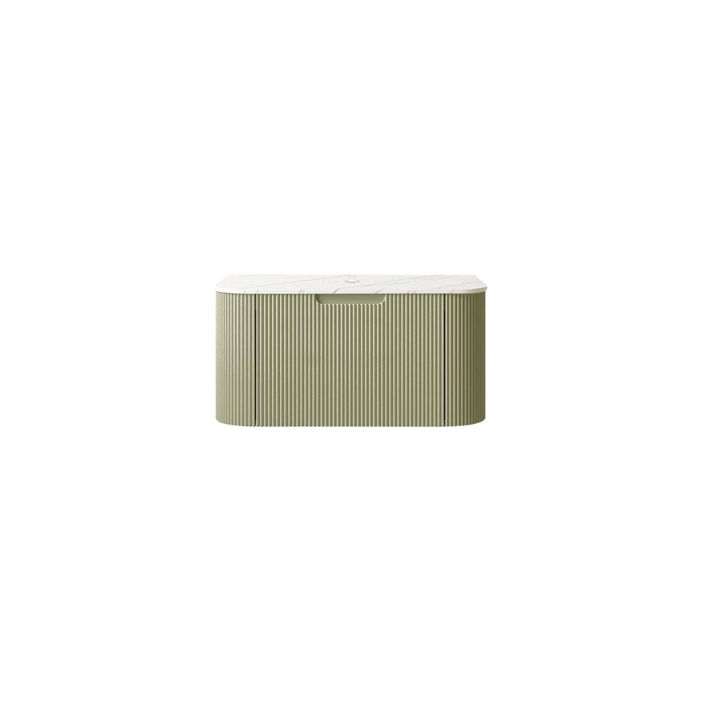 30" Green Wood Floating Bathroom Vanity
