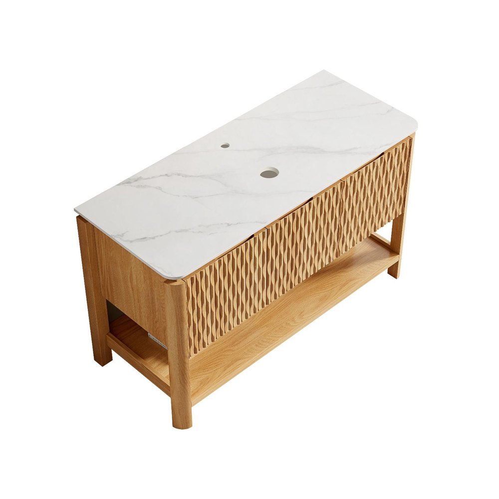 48" Gold Wood Freestanding Three Door Bathroom Vanity