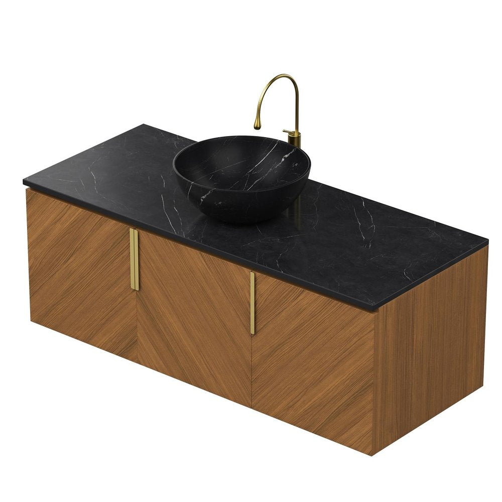 48" Brown Wood Floating Three Door Bathroom Vanity