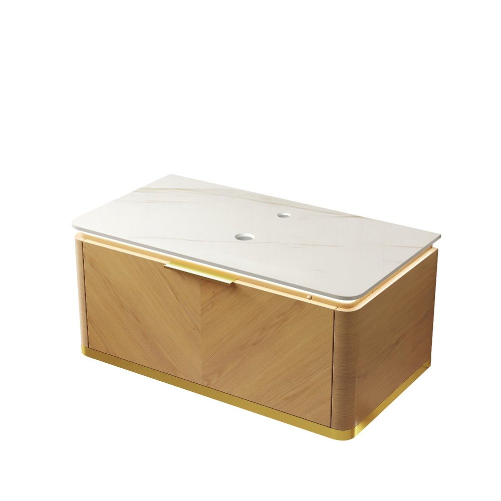 36" Brown Wood Floating Bathroom Vanity