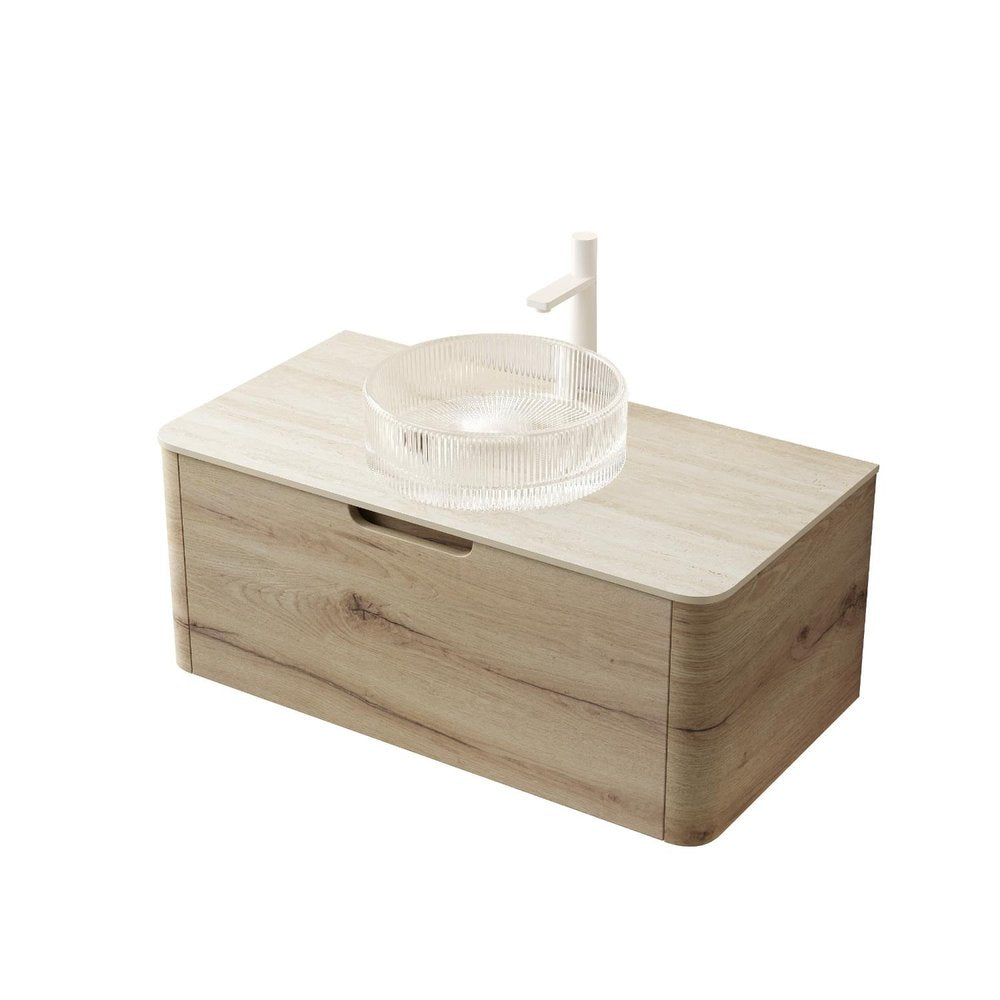 36" Brown Wood Floating Bathroom Vanity