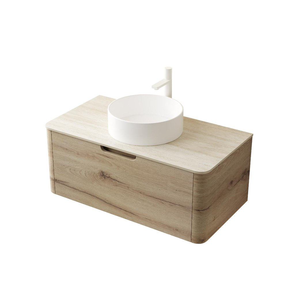 36" Brown Wood Floating Bathroom Vanity