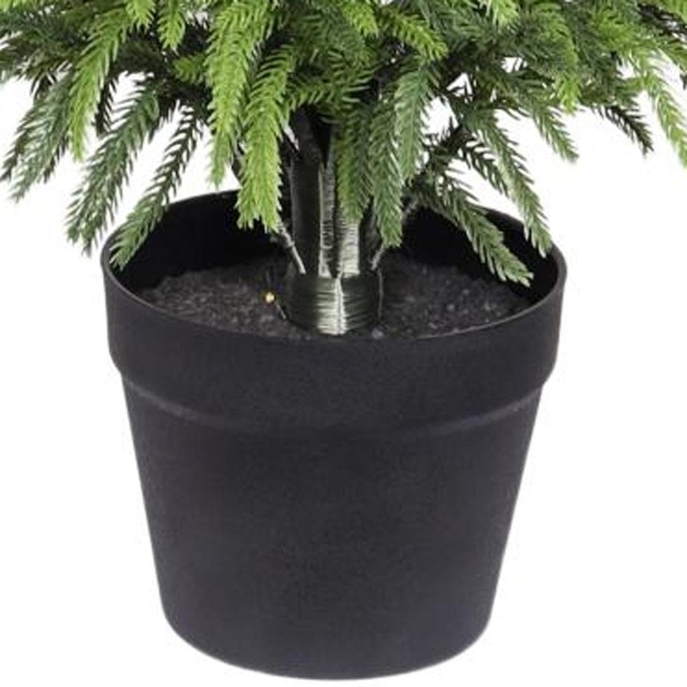 Set of Two 60" Green Artificial Pine Tree In Round Black Pot