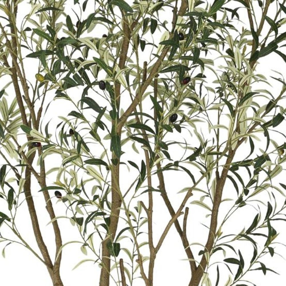 96" Green Artificial Olive Tree In Round White Planter