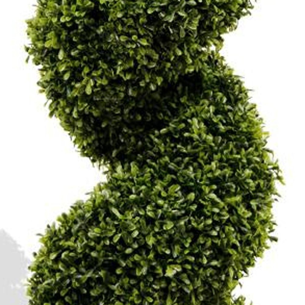 Set of Two 72" Green Artificial Boxwood Tree In Round Black Planter