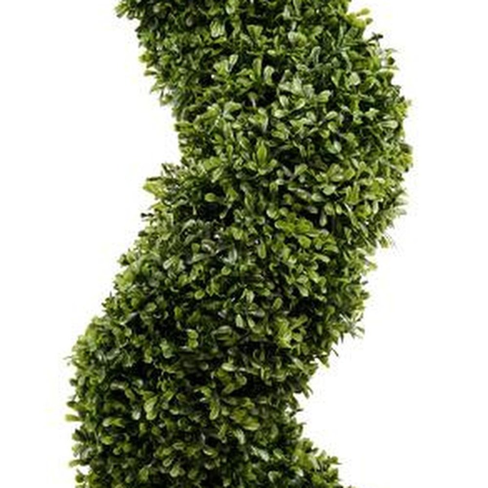 Set of Two 72" Green Artificial Boxwood Tree In Round Black Planter