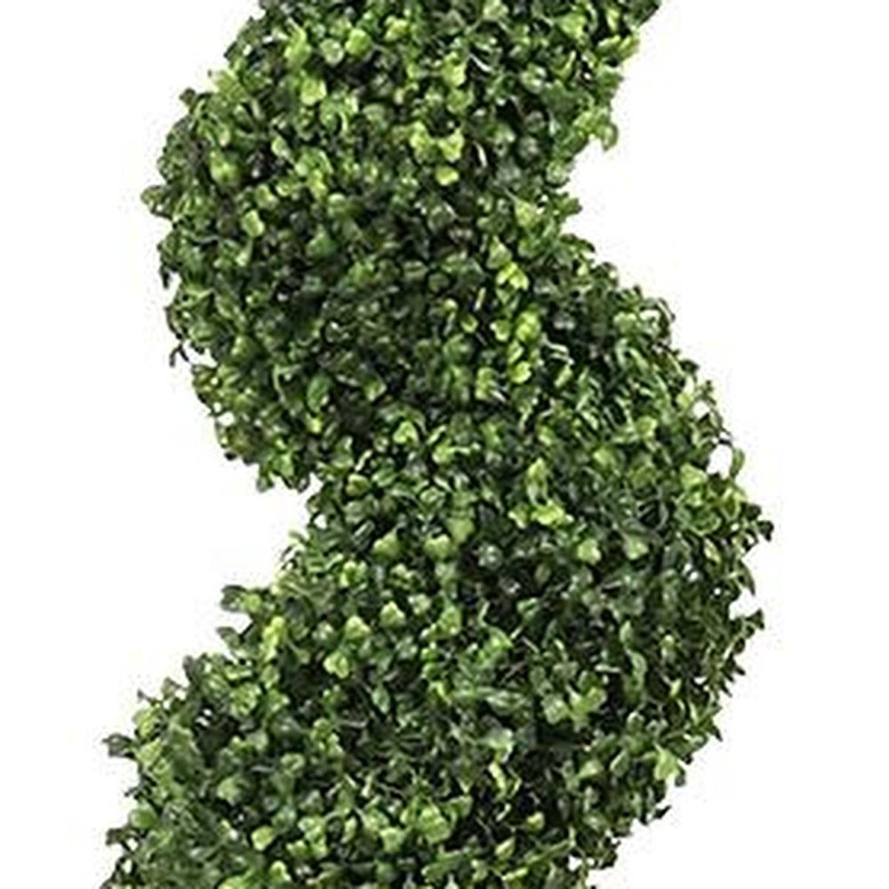 84" Green Light Green And Dark Green Artificial Boxwood Tree In Round Black Planter