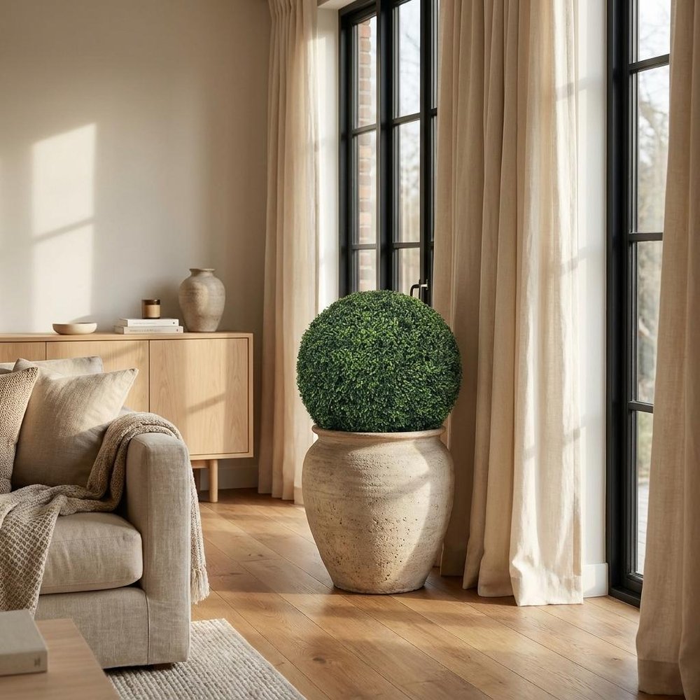 Set of Two 22" Green Artificial Boxwood Tree