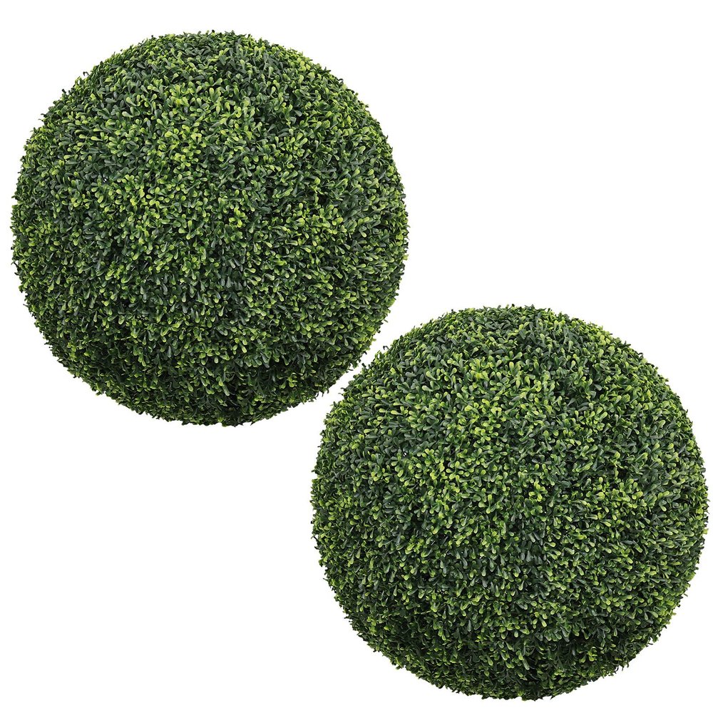 Set of Two 22" Green Artificial Boxwood Tree