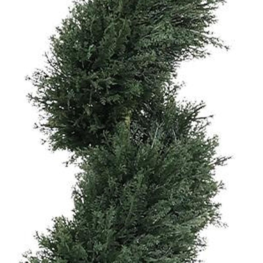 Set of Two 72" Green Artificial Cedar Tree In Round Black Pot