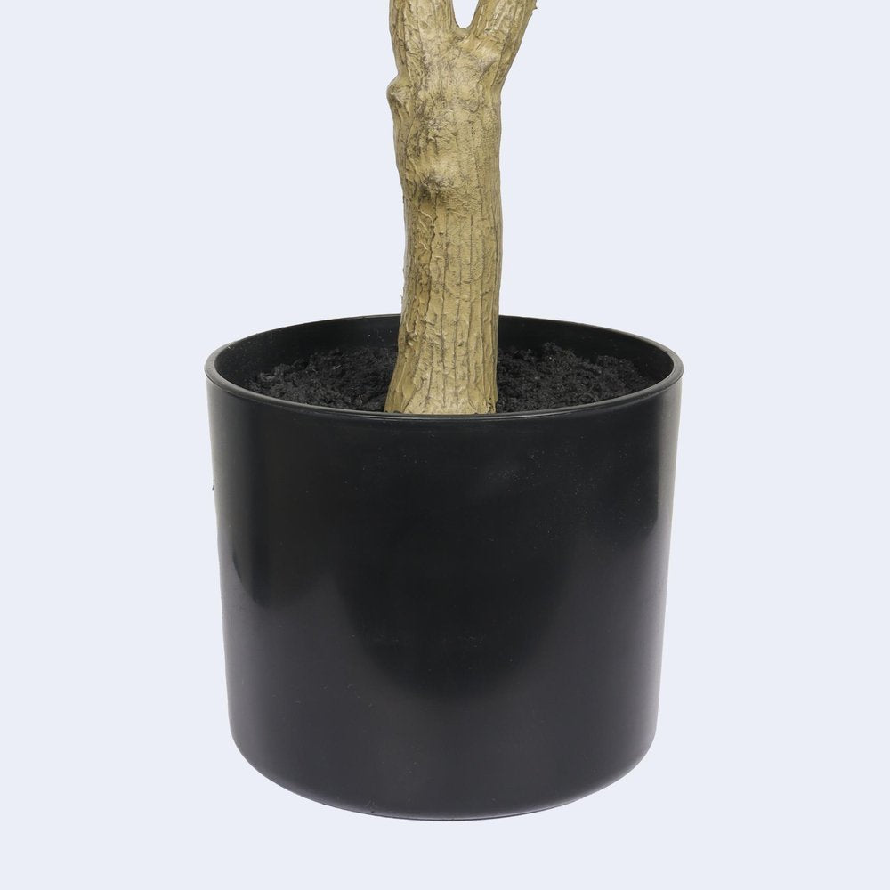 60" Green Artificial Olive Tree In Round Black Pot