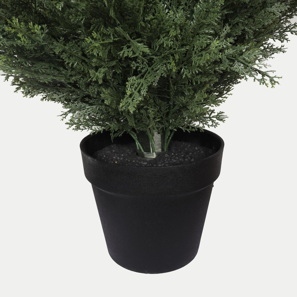 60" Green Artificial Cypress Tree In Round Black Pot
